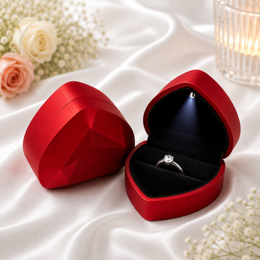 Caja corazón de un anillo luz LED x12 (81E-6)
