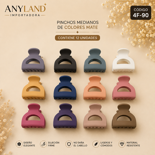 Pinchos medianos de colores mate x12 unidades (4F-90)