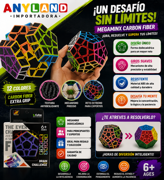 Cubo Rubik 3X3X3 Megaminx Jiehui Fibra de Carbon(71G-70)