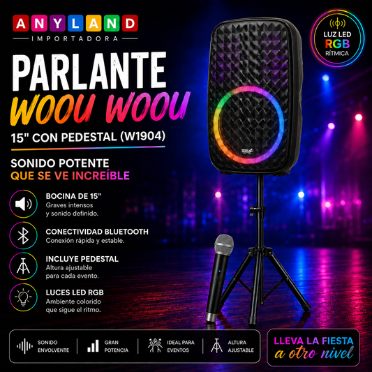 Parlante Woou Woou 15" con pedestal (W1904)
