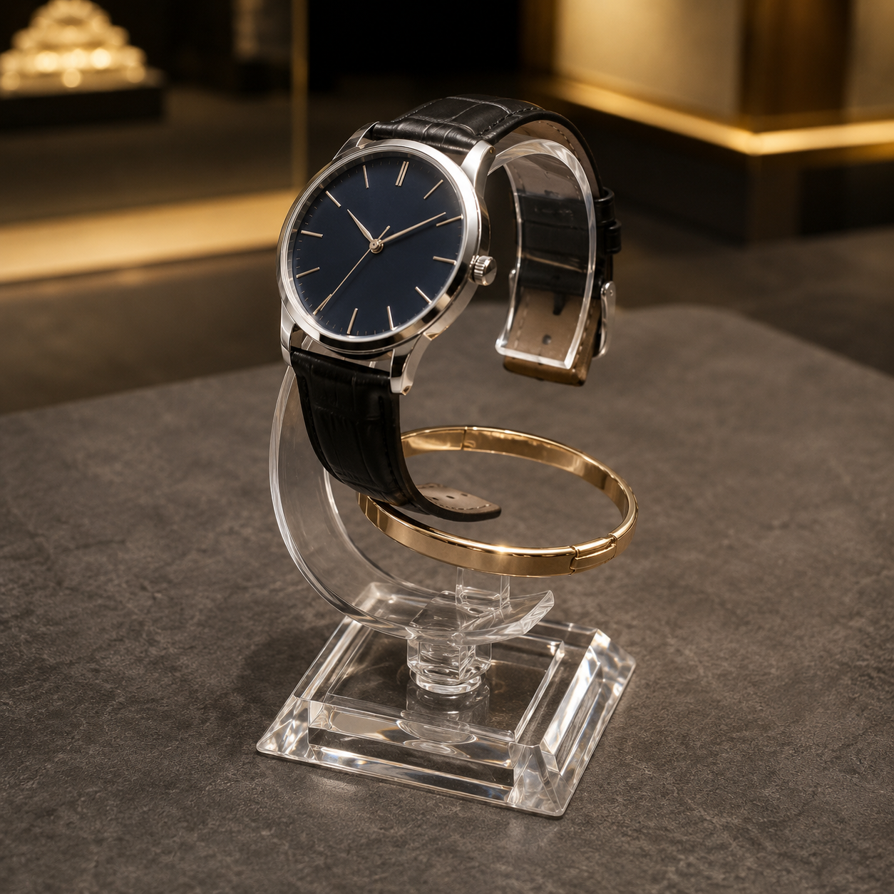 Exhibidor acrilico para reloj con base x12 Unid. (80C-219)