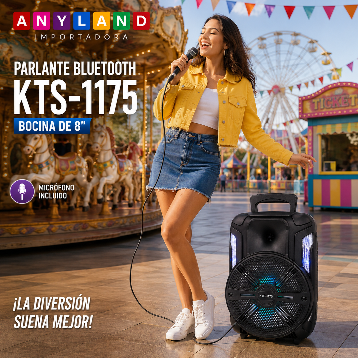 Parlante con Bluetooth Luz Led Con Micrófono (KTS-1175)