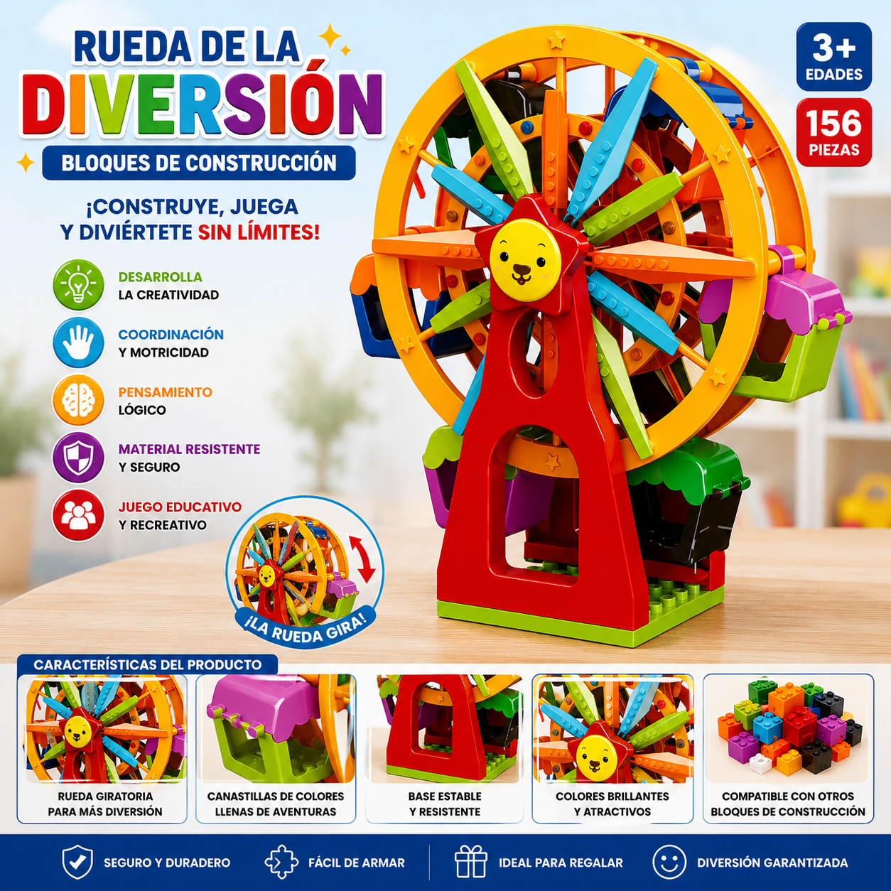 Bloques armables de rueda moscovita infantil (888E-22)