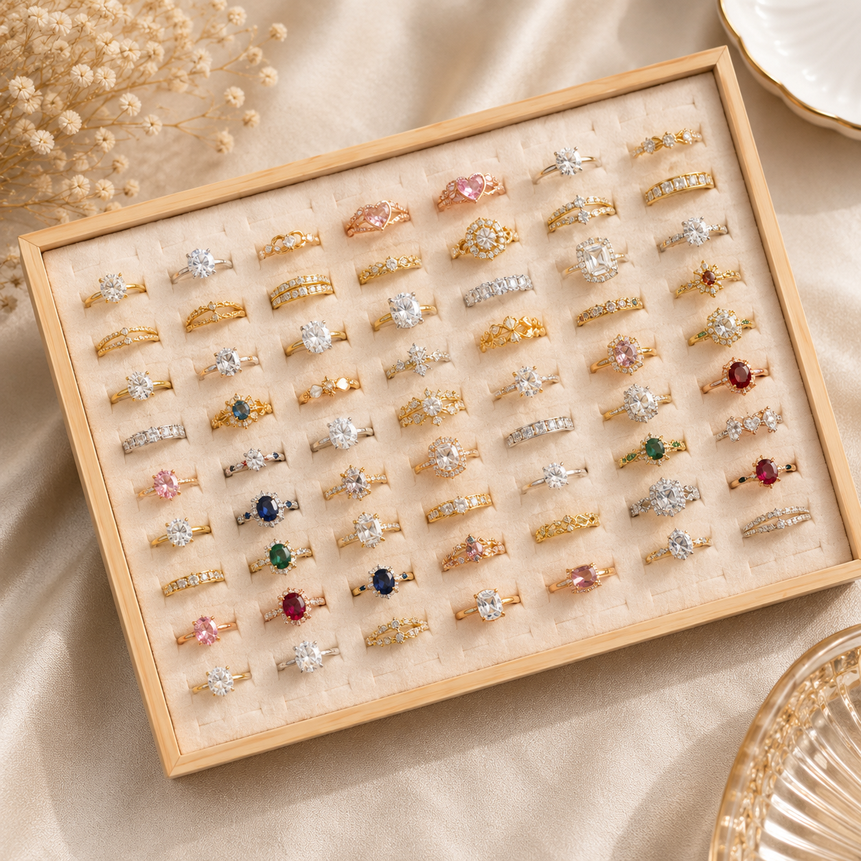 Exhibidor de bamboo para anillos (80C-251)