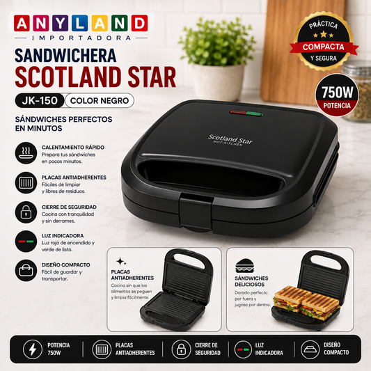 Sanduchera Scotland Star Color Negro (Jk-150)