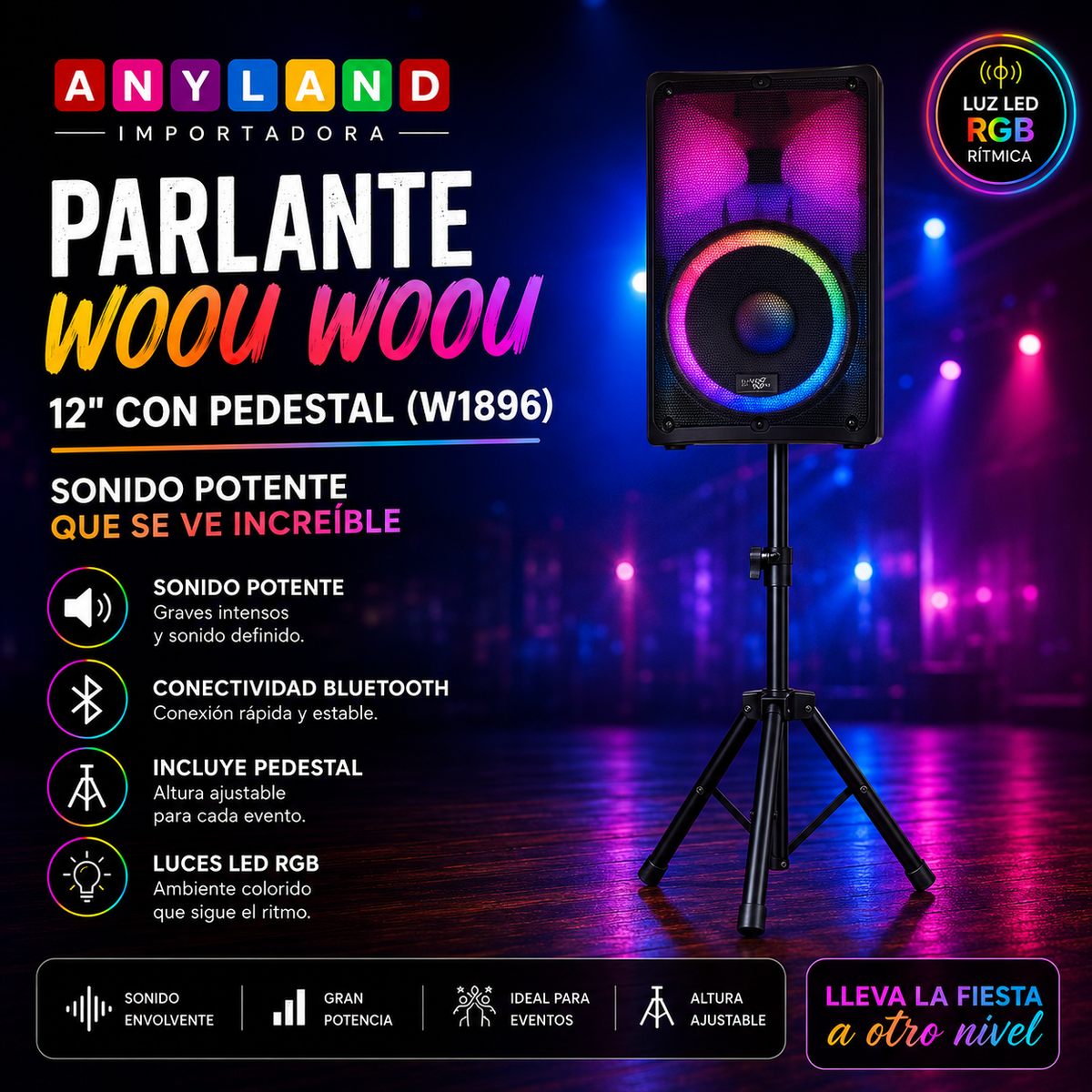Parlante Woou Woou 12" con pedestal (W1896)
