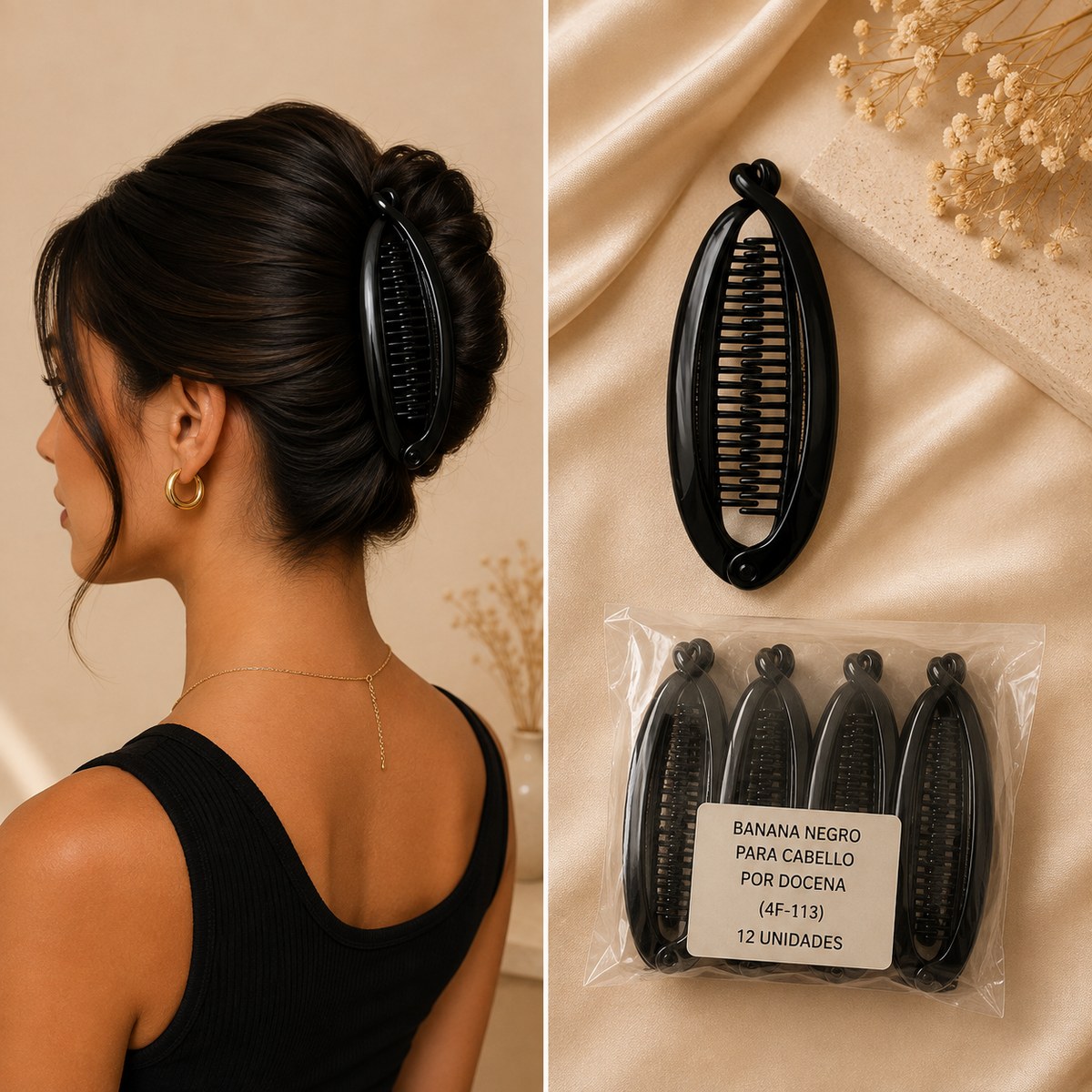 Banana negro para cabello por docena (4F-113)