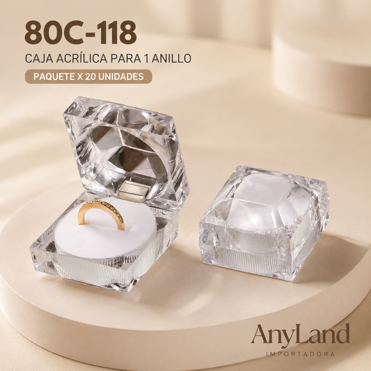 Cajita acrilica para anillo paquete x20  (80C-116-118)
