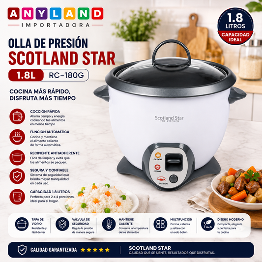 Olla de presión Scotland Star Blanco 1.8L (RC-180G)