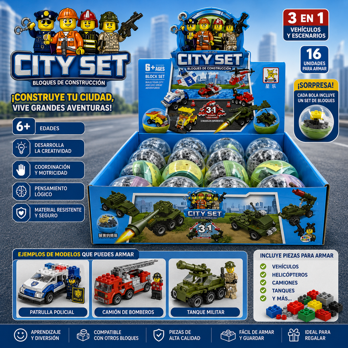 Bloques armables City Life Militar Cx16und (SM500A)