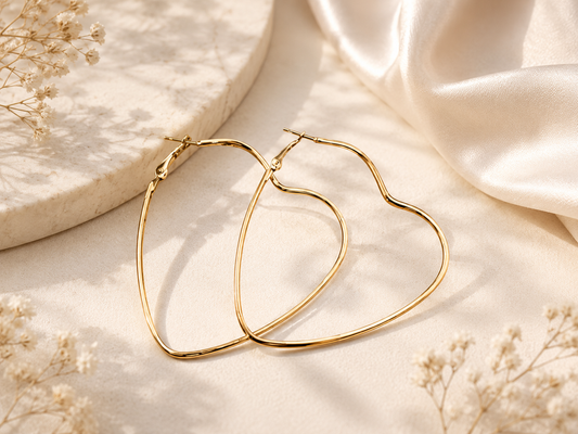 Argollas corazon plateada de 7 cm tira x 12 pares (27E-2)