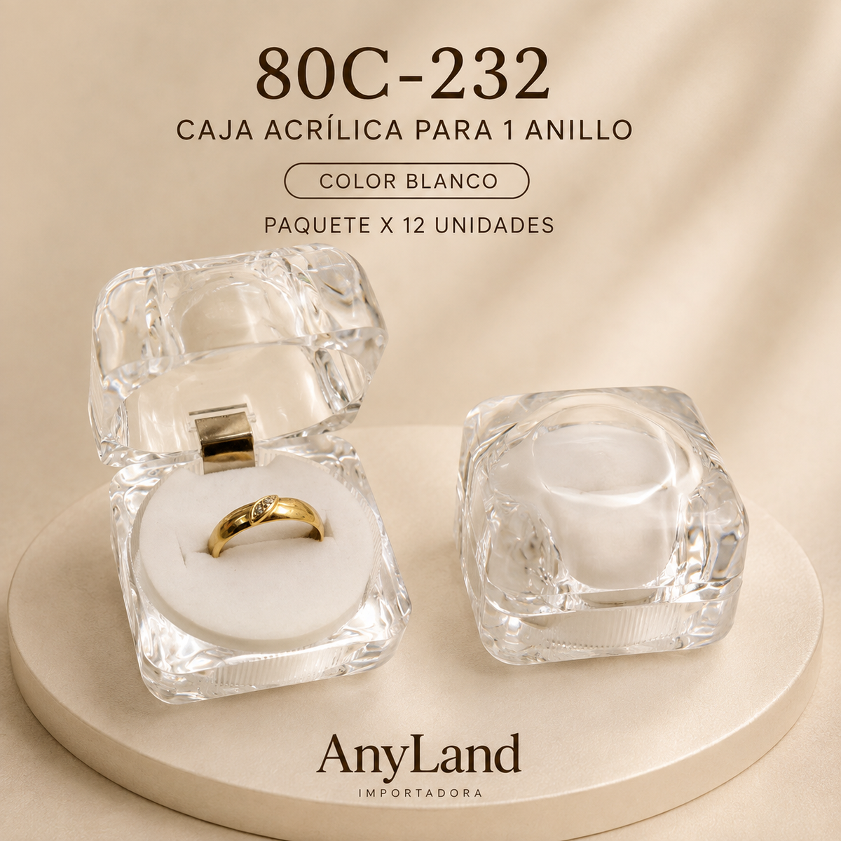 Cajita acrilica para anillo caja x12  (80C-230-231-232)