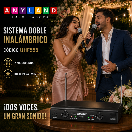 Microfono inalámbrico VHF con doble mano de 110V (UHF555)