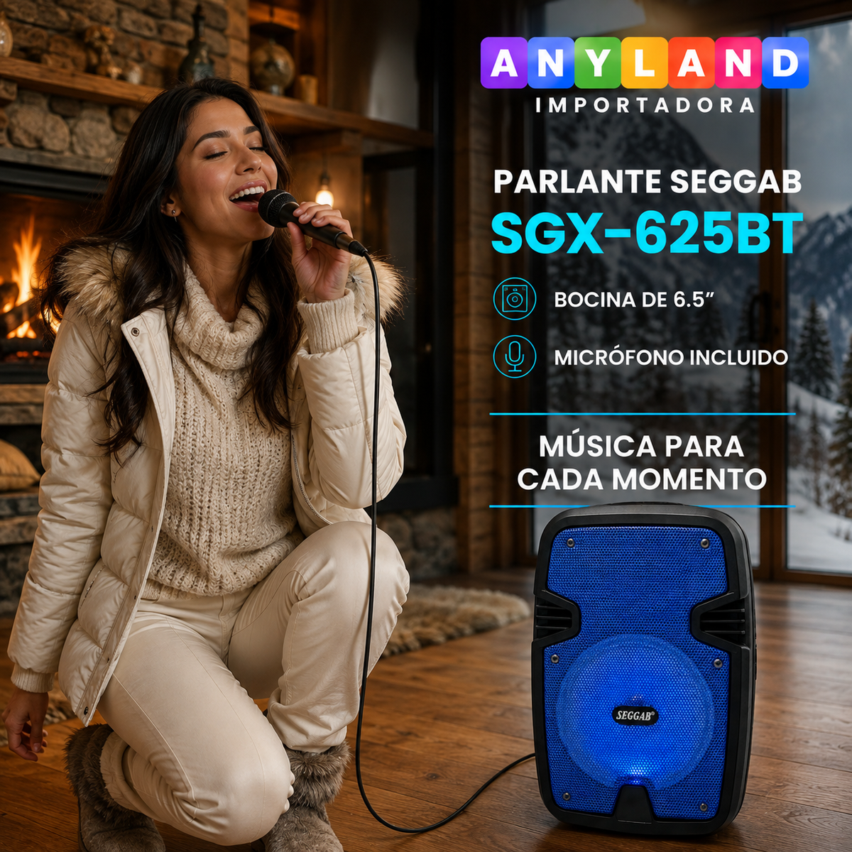 Parlante SEGGAB con micrófono y control (SGX-625BT)