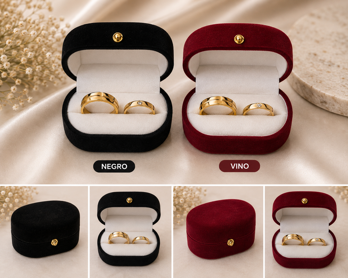 Caja gamuza para dos anillos punto dorado x24 (80C-54-55-56-57)