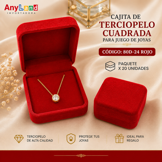 Cajita de terciopelo cuadrada paq x 20 unid. para juego (80D-24/80E-22ROS/80E-22VIN)e