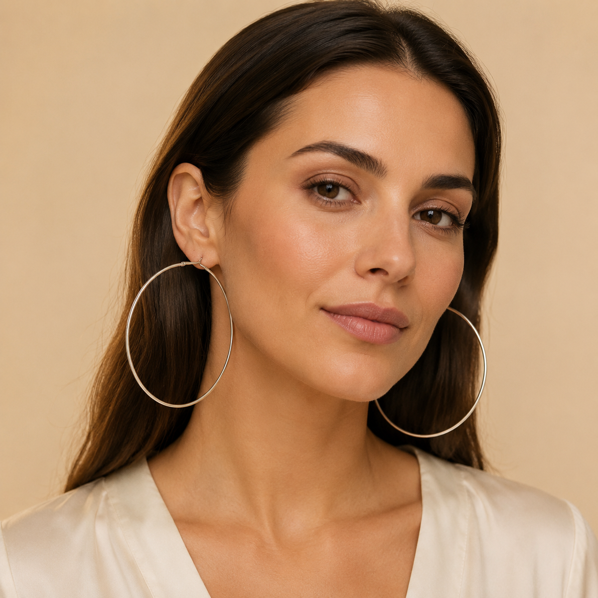 Argollas plateada de 8 cm tira x 12 pares (27C-8)