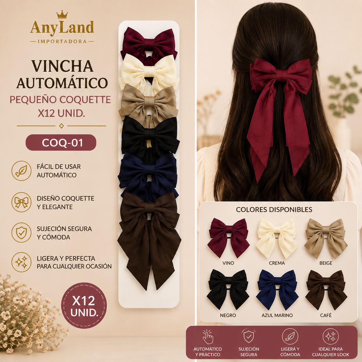 Vincha automatico pequeño coquette x12 Unid. (COQ-01)