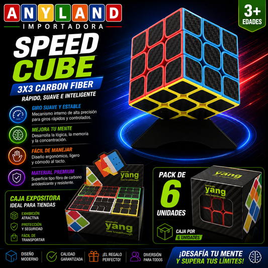Caja de 6 unidades Cubo con Fibra de Carbon 3x3 Yang (71G-32)