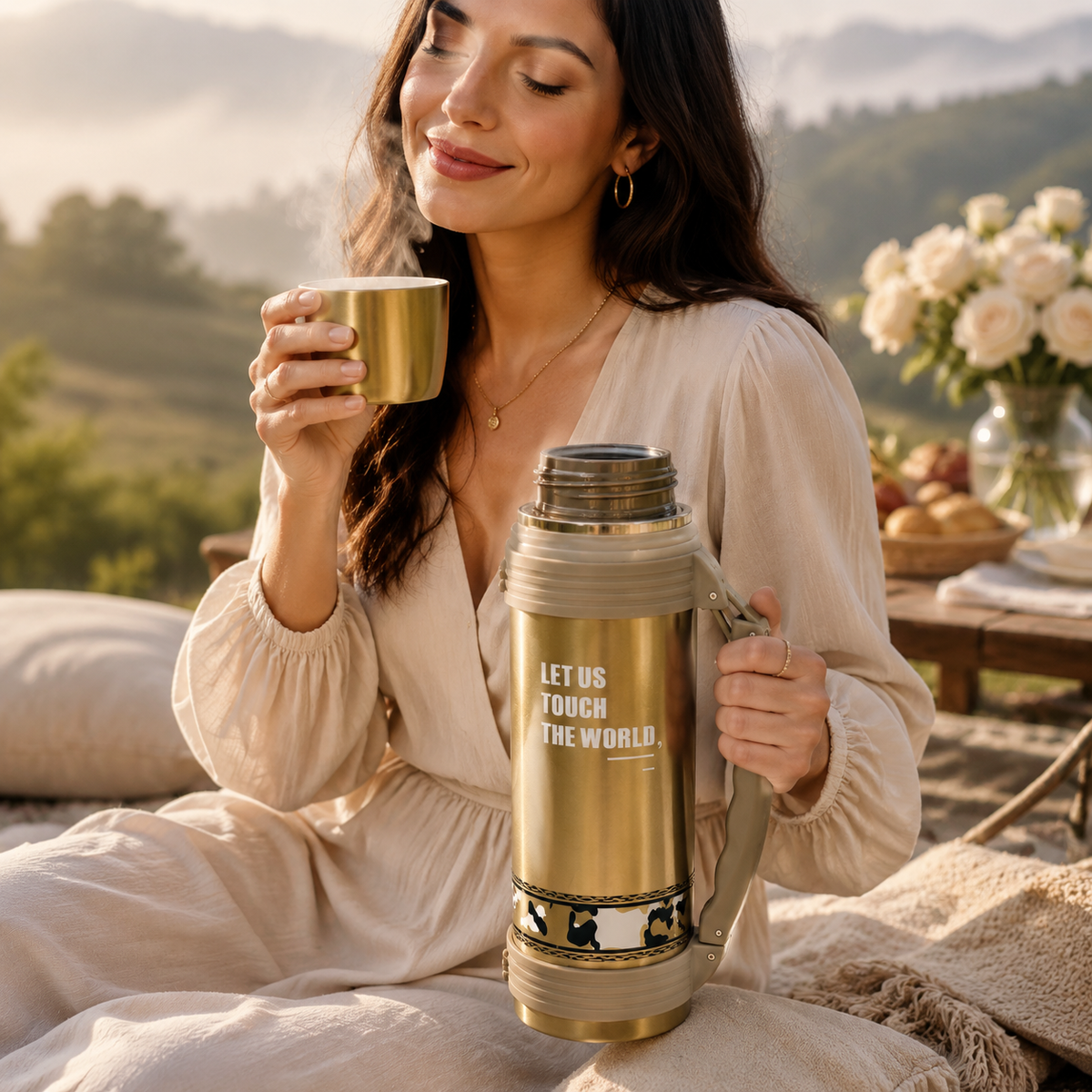 Termo c/agarradera Azul de 1200ml FRIO O CALIENTE (25F-3)