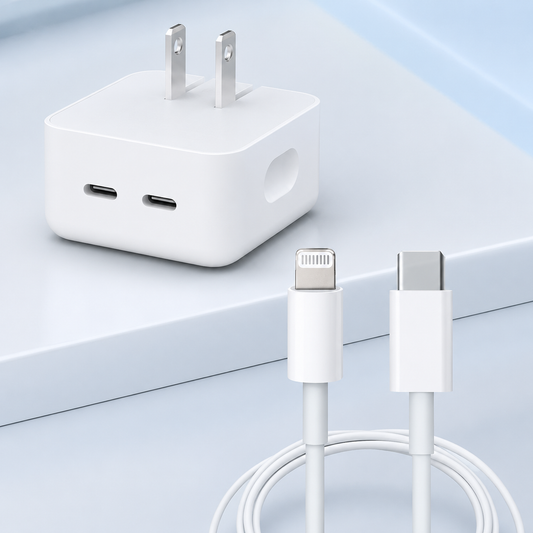 Adaptador cargador 50W dual USB-C para iPhone iPad Macbook Air