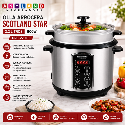 OLLA ARROCERA SCOTLAND STAR  2.2 LITROS 900W (DRC-220ZE)