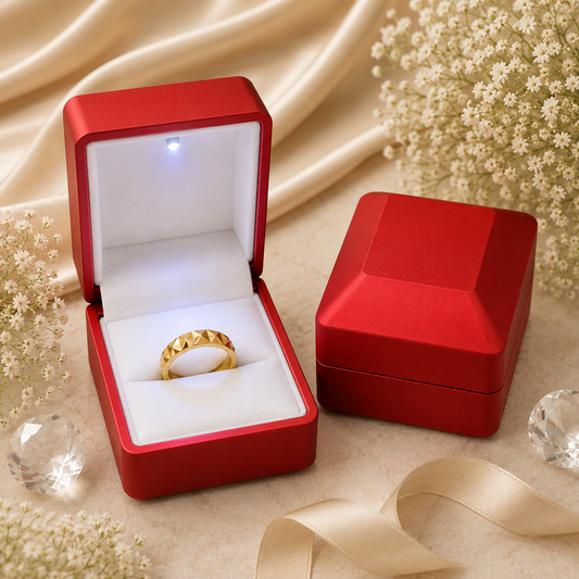 Caja para 1 anillo c/luz led color Rojo mate x12u. (81E-5)