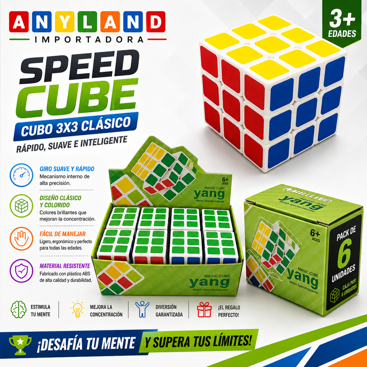 Caja de 6 unidades cubo 3x3 yang (71C-34)