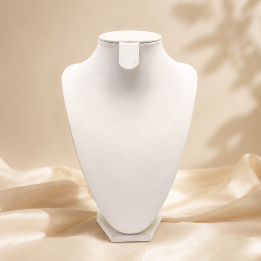 Exhibidor blanco de collar aretes Y Anillos  Cuerina 25cm (80C-125)