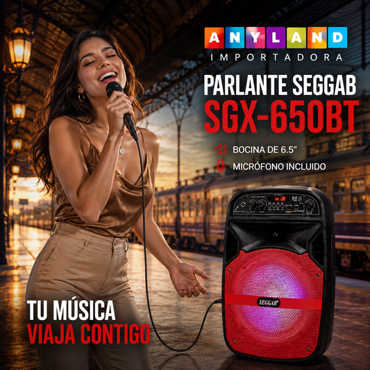 Parlante SEGGAB con micrófono y control (SGX-650BT)