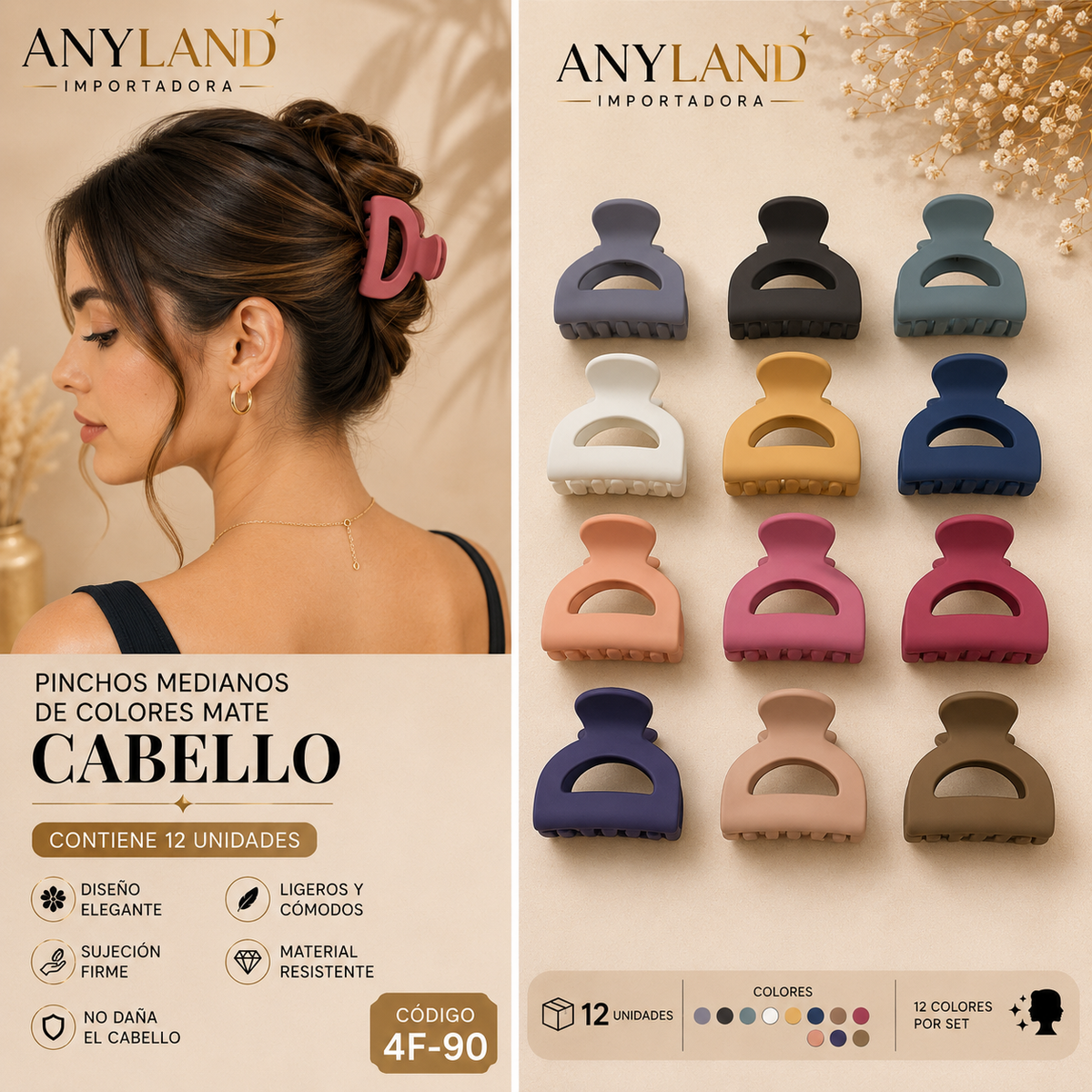 Pinchos medianos de colores mate x12 unidades (4F-90)