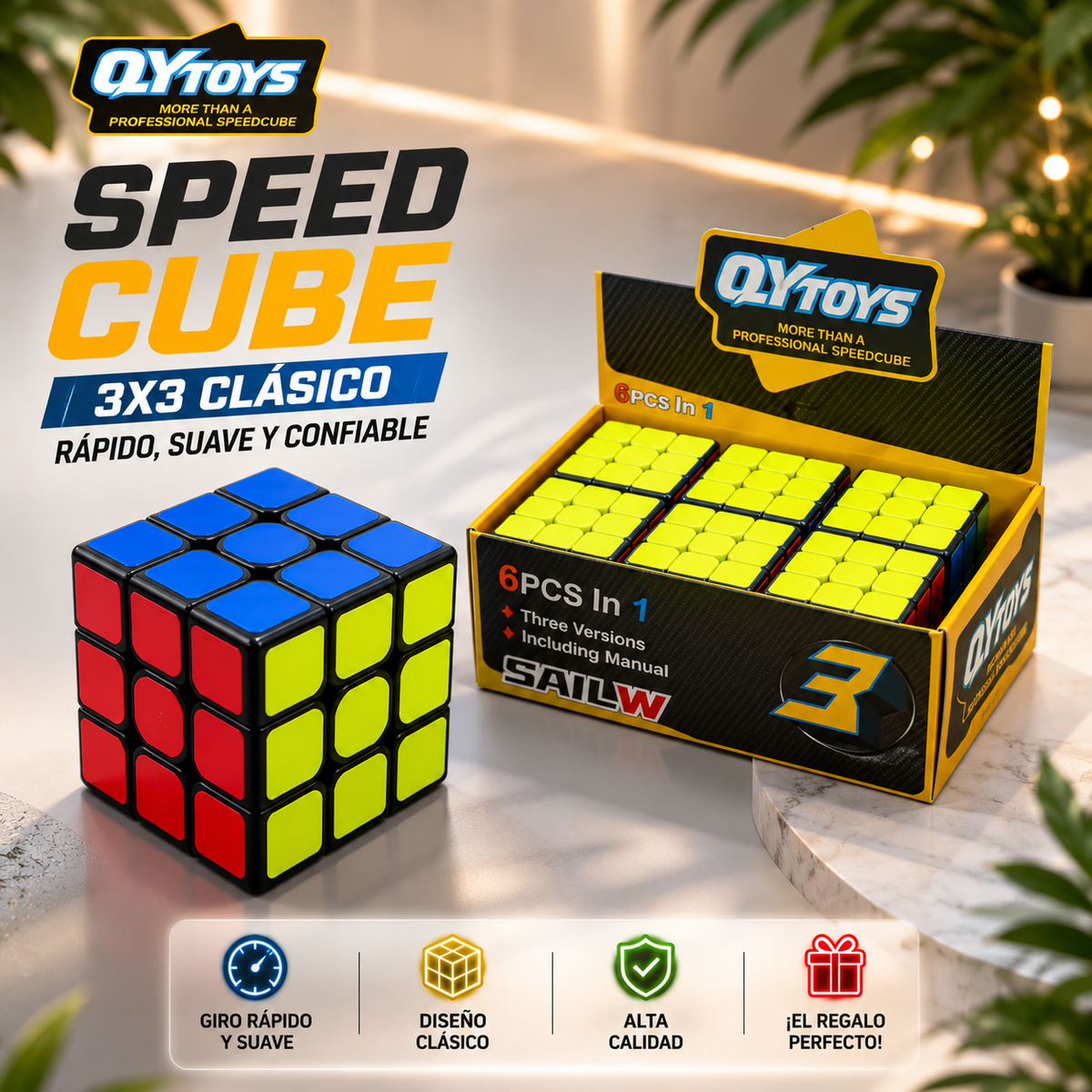 Caja de 6 unidades cubo 3x3 Quiyi (71G-10)