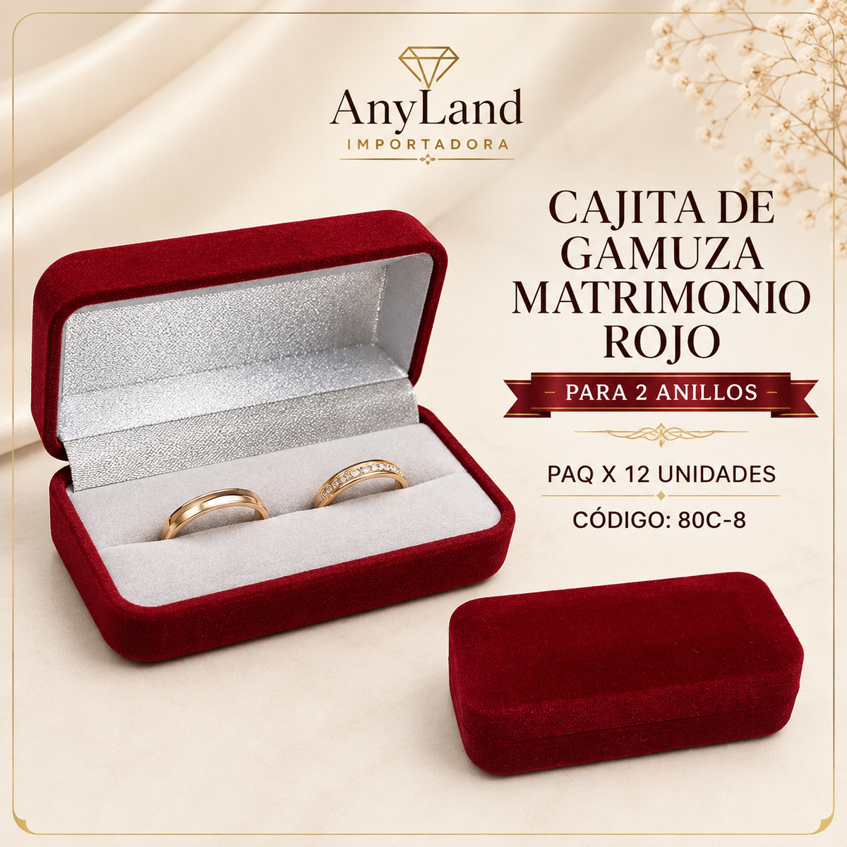 Cajita de gamuza matrimonio (80C-8-6-82) X12