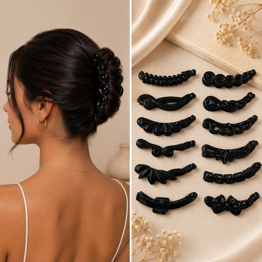 Banana negro para cabello SURTIDA por docena (4F-110)