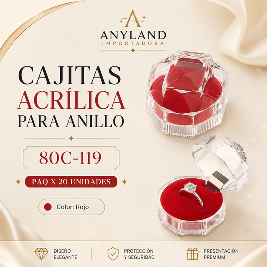 Cajitas acrilica para anillo paquete x20 pcs.(80C-119-120-121)