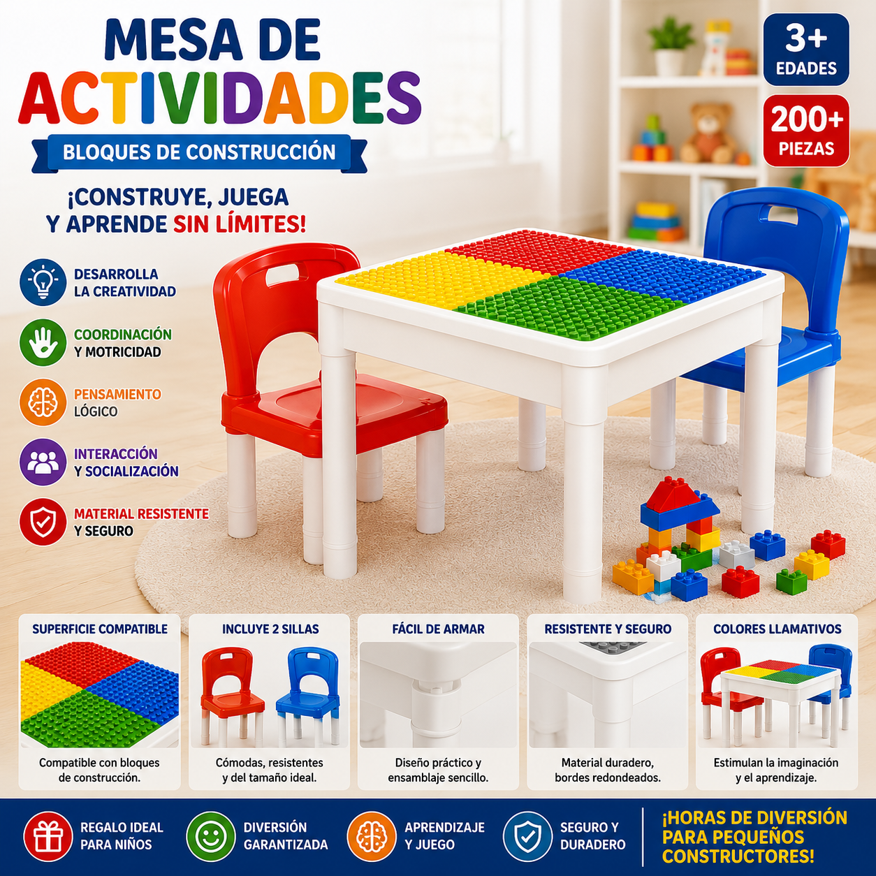 Mesa infantil de bloques armables (888E-9)