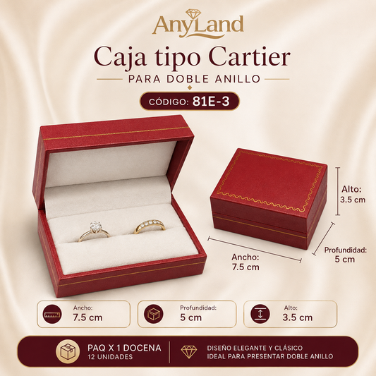 Caja tipo Cartier para doble anillo x12 (81E-3)