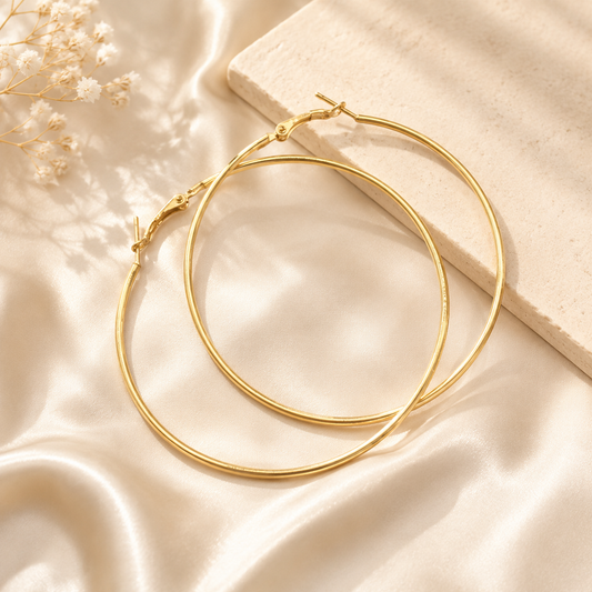 Argollas dorada de 7 cm tira x 12 pares (27C-6)