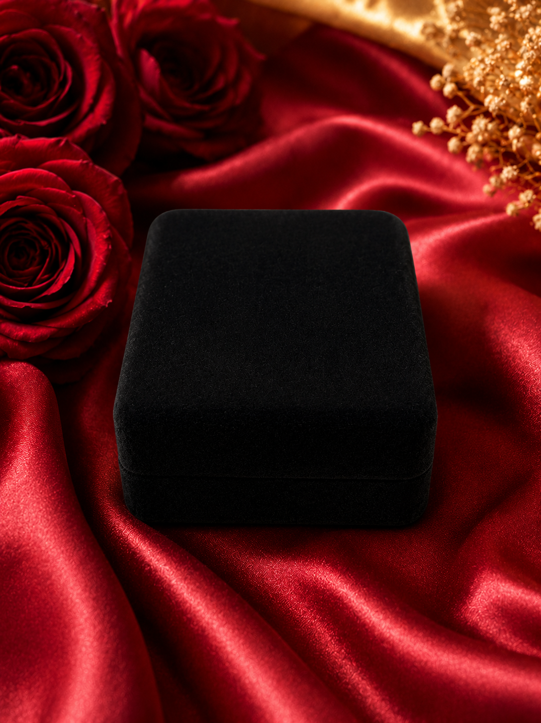 Cajita rectangular 12*6 cm de terciopelo negro p/juego de cadena x12 unidades (80C-70)