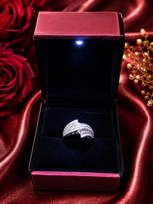 Caja para 1 anillo c/luz led color vino x12u. (89-5)