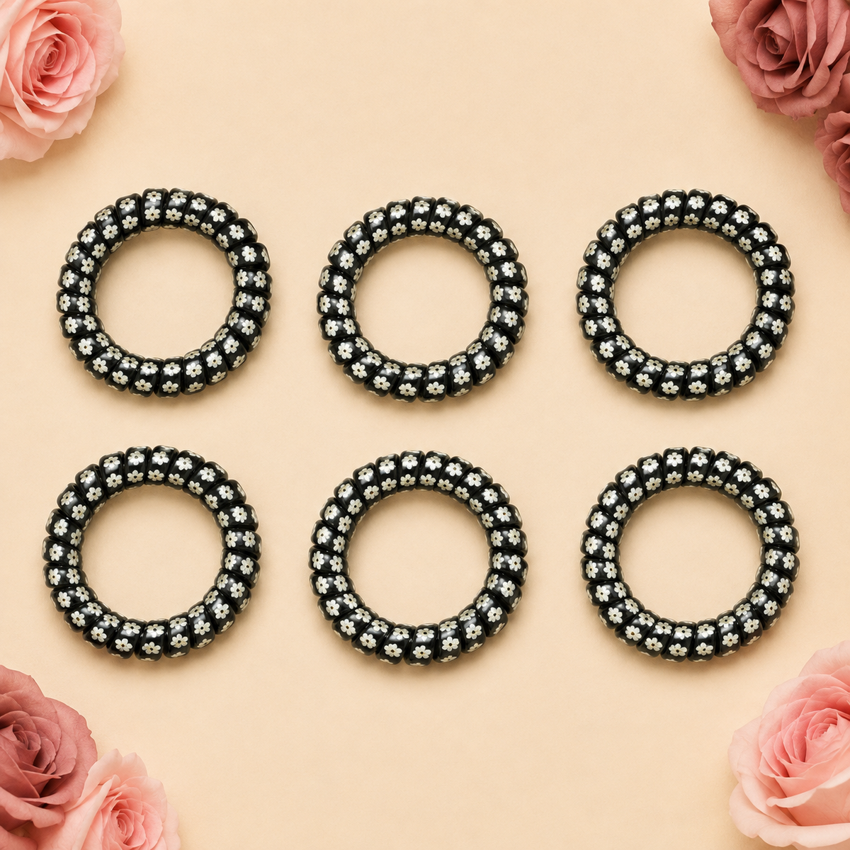 Resortes moños negro con blanco surtidos paquete x100 unidades (92A-9)