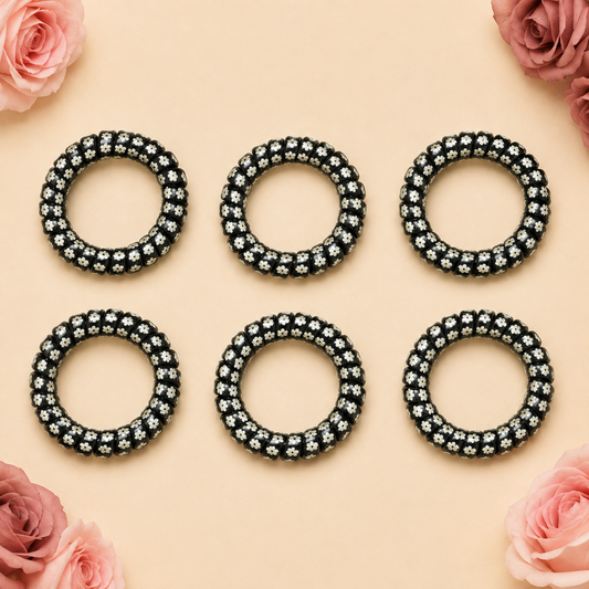 Resortes moños negro con blanco surtidos paquete x100 unidades (92A-9)
