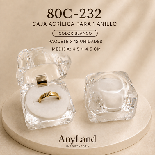 Cajita acrilica para anillo caja x12  (80C-230-231-232)