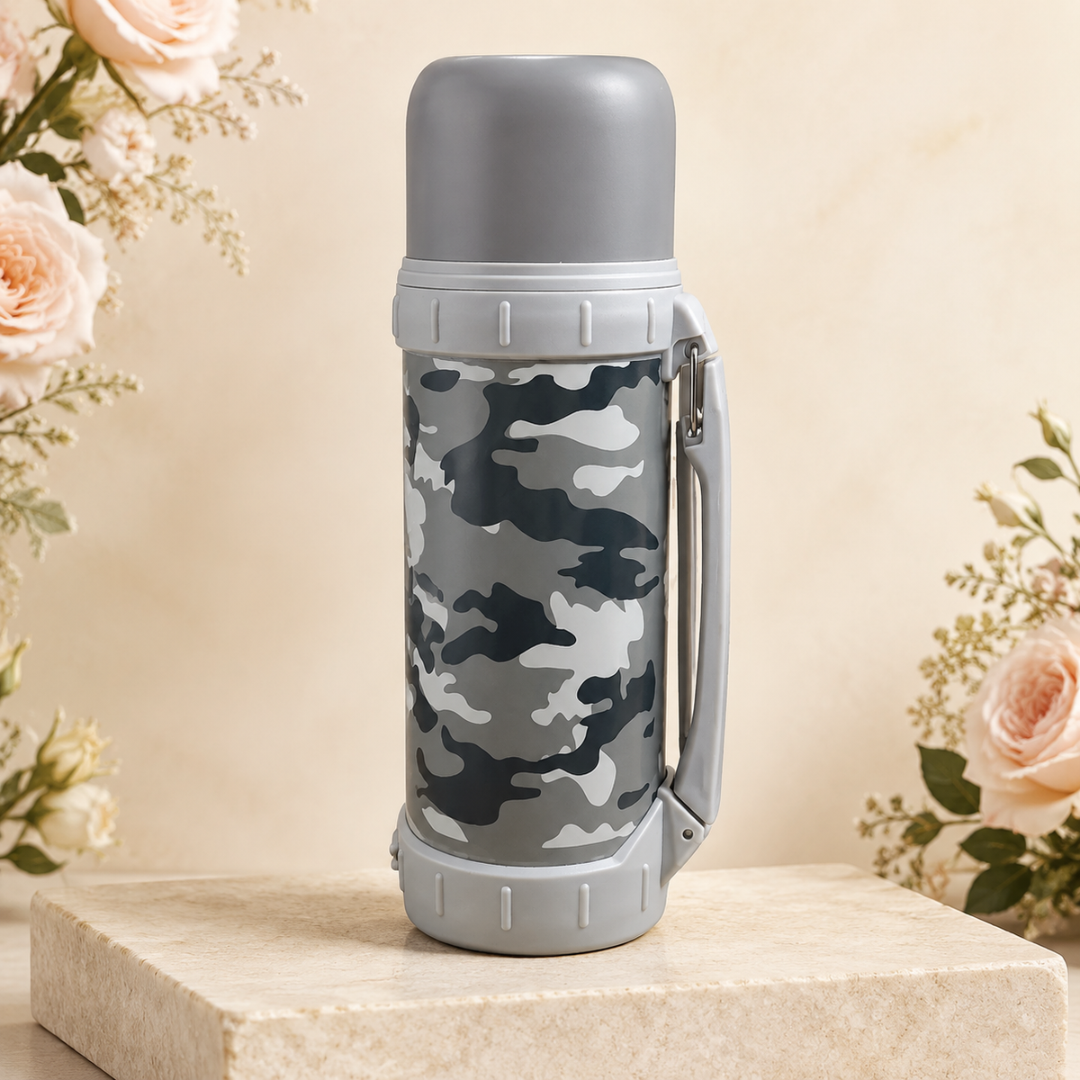 Termo Gris Militar c/agarradera 1200ml FRIO O CALIENTE (25F-1)