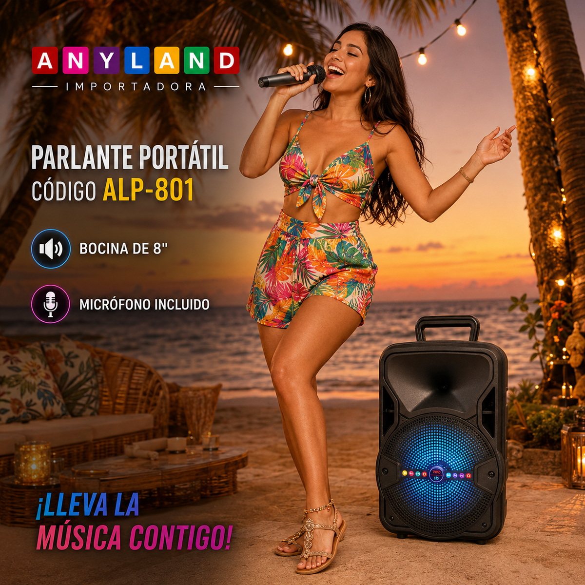 Parlante AO 1000W con micrófono (801)