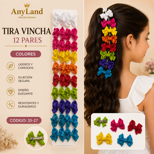 Tira de vincha automatico peq. lazo x12 pares (35-27)