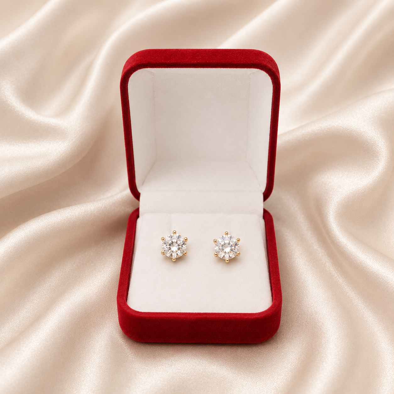 CAJITA GAMUZA CUADRADA ARETES ROJO DOCENA X12 (80C-22)