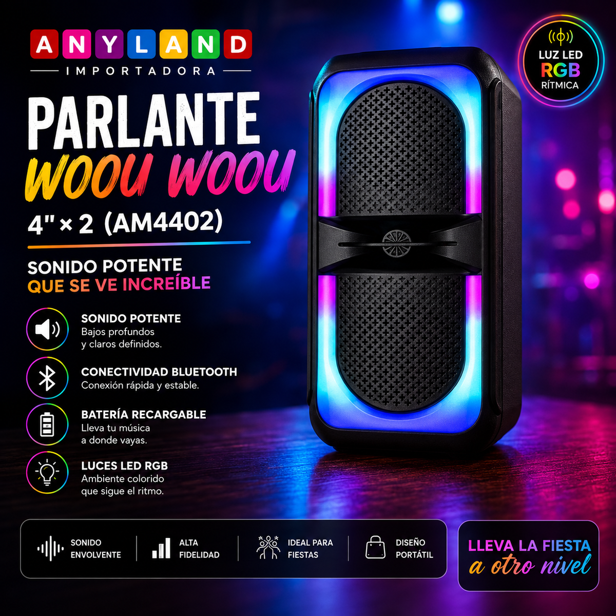 Parlante Woou Woou 4"*2 (AM4402)