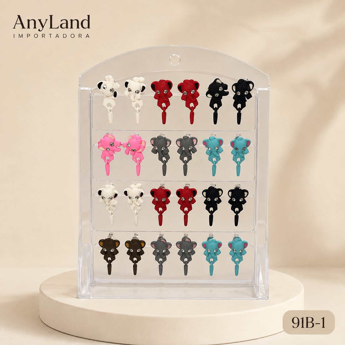 Aretes de animalitos elefante colgantes x12 pares (91B-1)