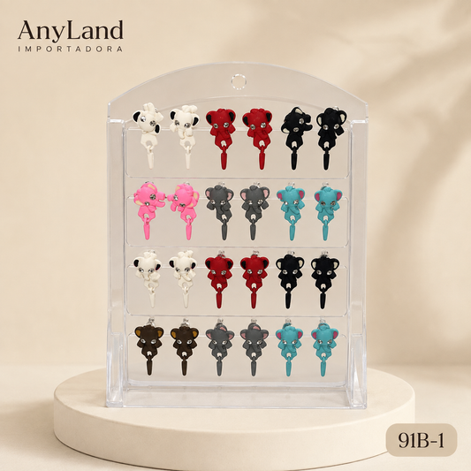 Aretes de animalitos elefante colgantes x12 pares (91B-1)